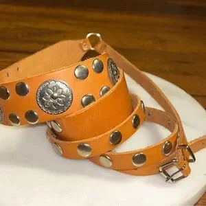 Accessories by Pearl ~ 2X-Large ~ Brown Leather W/ Silver Studded & Conchos Belt Accessories By Pearl | Accessories | Accessories By Pearl  main image 2